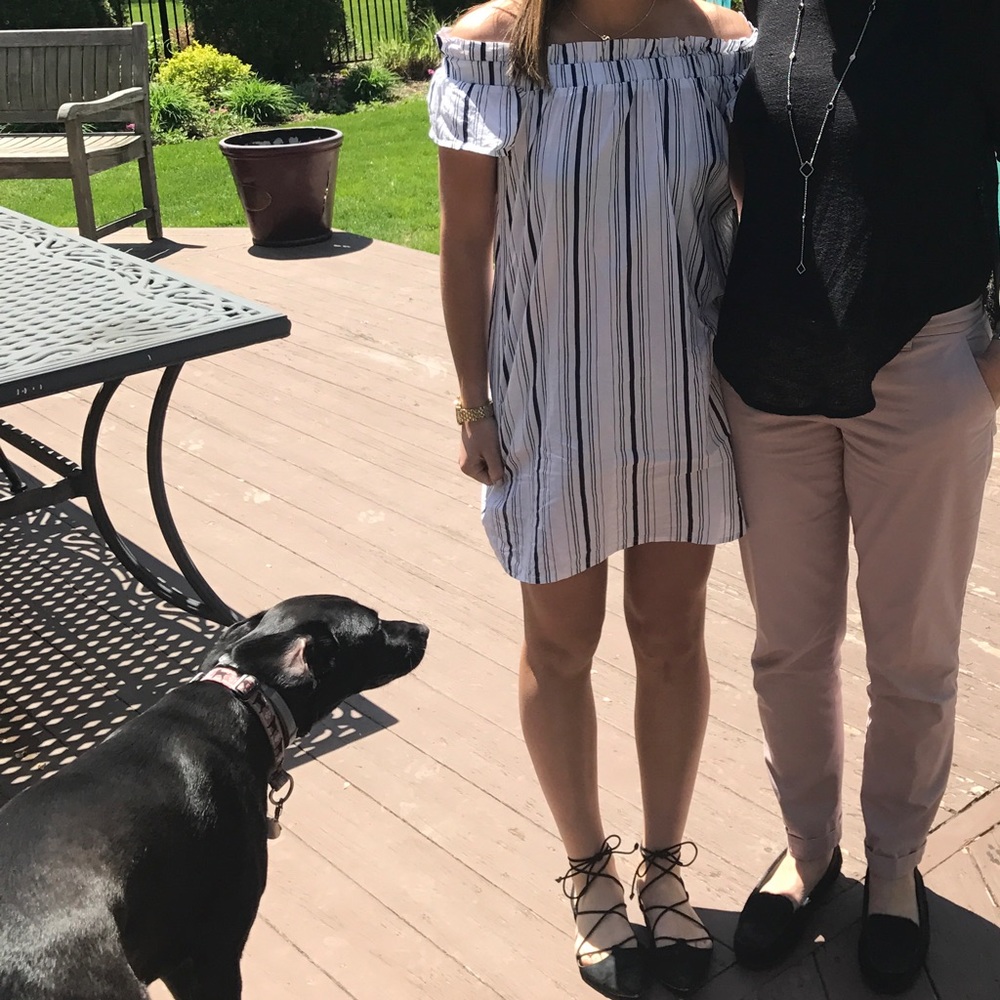 Off the shoulder striped dress